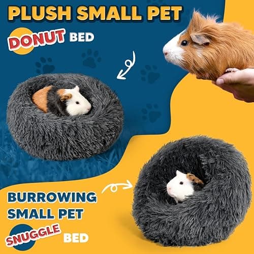 ONEJU Plush Guinea Pig Bed - Plush Guinea Pig Hideout, Removable Cushioned Pillow, Super Cozy, Ideal Burrowing Bed for Small Pets, Dark Gray thumbnail 2