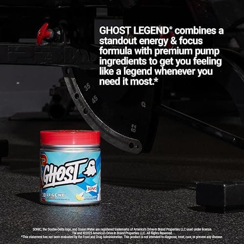 GHOST Legend Pre-Workout Powder, Sonic Ocean Water - 30 Servings – Pre-Workout for Men & Women with Choline, L-Citrulline, & Beta Alanine for Energy & Focus thumbnail 5