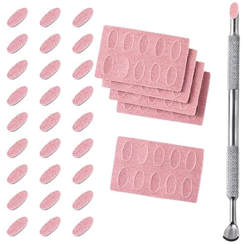 180 Grit Sandpaper Sheets Dual Ended Nail Cuticle Pusher Cuticle Cutter Self-Adhesive Sandpaper for Keratinizer Slant Heads Nail Art Pre Polishing Sandpaper Nail and Foot Salon Home Sandpaper - Image 1