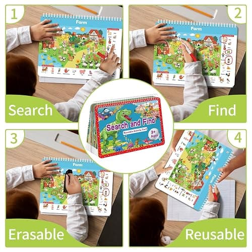 Search and Find Book for Kids Ages 4-6,3-8, Reusable Activity Pad with 24 Toddler Activities Books, Educational Toys for 3+ Year Old, Toddler Airplane Travel Essentials, Travel Toys for Kids 4-8 thumbnail 5