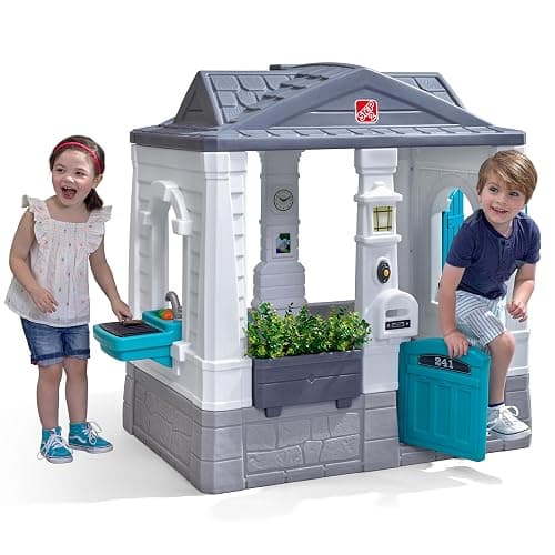 Step2 Neat & Tidy Cottage Kids Playhouse, Indoor and Outdoor Playset, Interactive Sounds, Toddlers 1.5+ Years Old, Easy to Assemble, Grey thumbnail 6