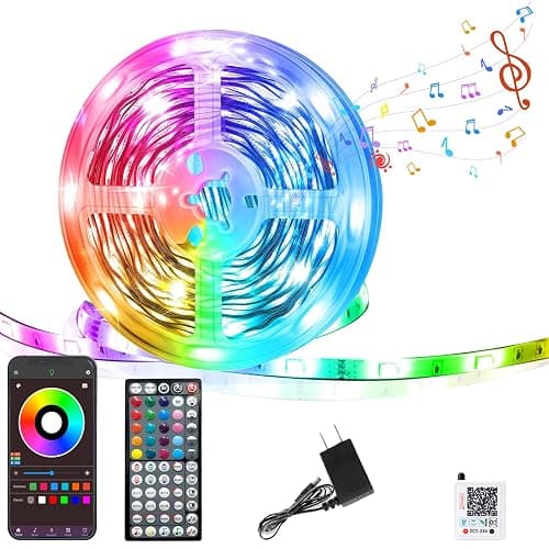 GANZQH Led Lights for Bedroom 98FT, RGB Led Strip Lights Color Changing Indoor, Music Sync Led Light Strip with Remote & App Control, DIY Fancy Led Lights for Room Decor Ambient Lighting (1 Roll) - Image 1