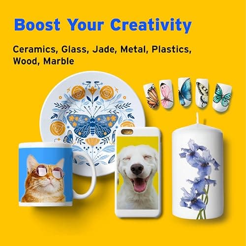 Water Slide Decal Paper Inkjet 20 Sheets A4 Size Premium Water-Slide Transfer Paper Clear Transparent Printable Water Slide Decals for Tumblers, Mugs, Glasses DIY Christmas Gift thumbnail 8