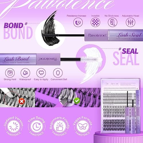 Pawotence Lash Extension Kit Lash Clusters Multi-types Individual Lashes Natural Bottom, Light Volume, 20D 30D Clusters Eyelash Extension Kit with Lash Bond and Seal, Lash Applicator for Self Use thumbnail 5