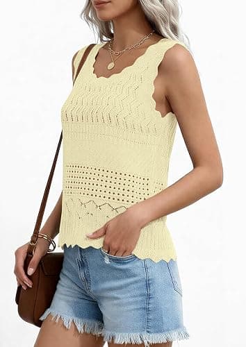PRETTYGARDEN Womens Crochet Tank Tops 2026 Summer Spring Sleeveless Tops Cute Sweater Vest Trendy Boho Beach Vacation Clothes thumbnail 3