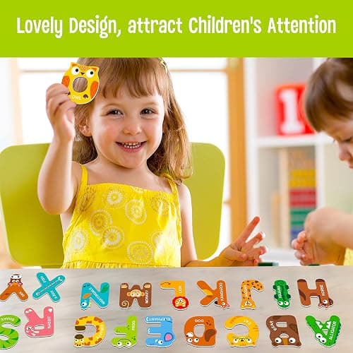 Large Size Magnetic Letters, Cute Animal Alphabet ABC Magnets for Fridge Colorful Uppercase Animals Toys Set Educational Spelling Learning Games for Kids, Toddlers 3 4 5 Years Old thumbnail 7