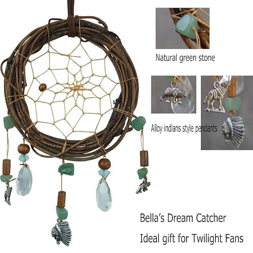 Twilight-Inspired Natural Rattan Dream Catcher with Alloy Chief Wolf Bear Pendants Ideal Gift for Girls Children Twilight Gifts Remorelt thumbnail 4