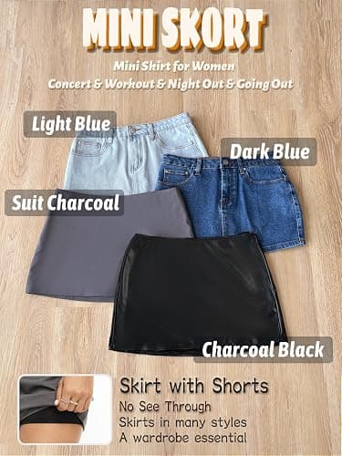 Danysu Stretchy Mini Skorts Low Waist Skirt with Shorts Side Slit 2025 Sports Daily Going Out Outfits thumbnail 3