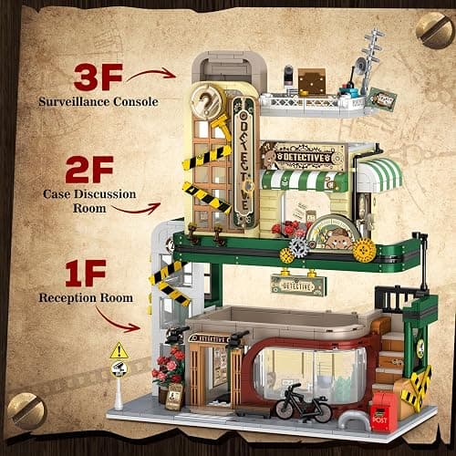 INSOON Detective Agency Building Set with LED Light, 1231PCS Detective House Building Block Toy with Clue Wall, Office Construction Model for Easter Mother's Day for Adults Teens Kids Boys Girls 10+ thumbnail 8