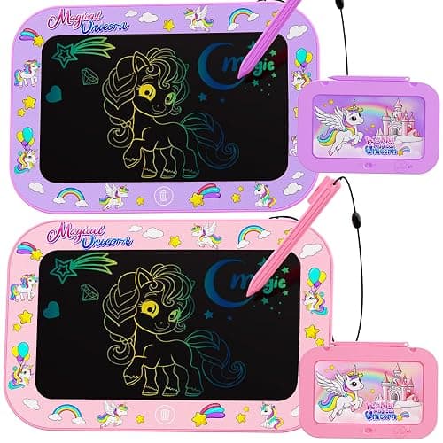 2 Pack LCD Writing Tablet for Kids,10Inch Colorful Reusable Electronic Toddler Doodle Board Drawing Tablet Pads,Educational Learning Toys Gifts for 3 4 5 6 7 8 Year Old Girls (Pink&Purple-10IN) - Image 1