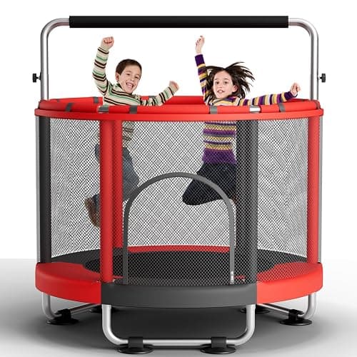 ZCMHAXJ 55" Trampoline for Kids with Enclosure, 440lbs Capacity Indoor & Outdoor Toddler Trampoline with Adjustable Gymnastics Bar & Toys, for Boys & Girls thumbnail 7