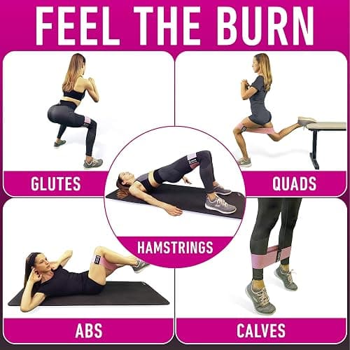 Resistance Bands for Working Out with Workout Bands Guide. 4 Booty Bands for Women Men Fabric Elastic Bands for Exercise Bands Resistance Bands for Legs Bands for Working Out Hip Thigh Glute Bands Set thumbnail 6