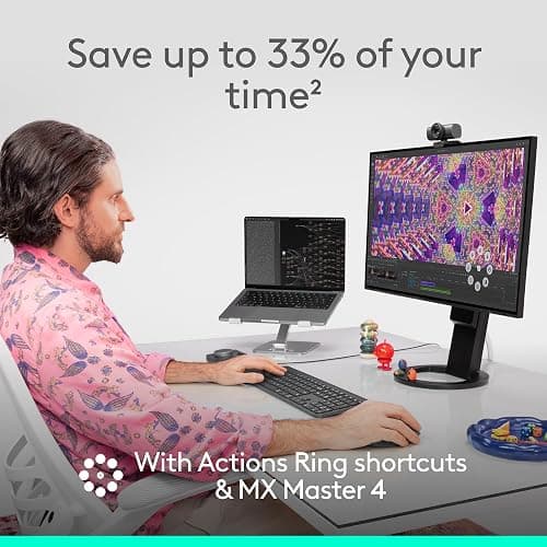 Logitech MX Master 4, Ergonomic Wireless Mouse with Advanced Performance Haptic Feedback, Ultra-Fast Scrolling, USB-C Charging, Bluetooth, Windows, MacOS - Graphite thumbnail 3
