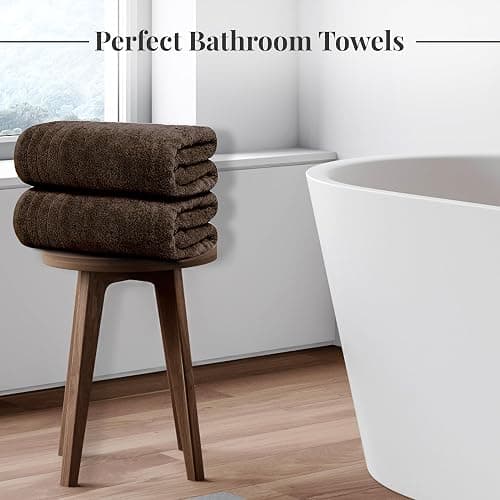 Tens Towels Pack of 8 Towels Set, 2 Extra Large Bath, 2 Hand, 4 Washcloths, 100% Cotton, Lighter Weight, Quicker to Dry, Super Absorbent, Perfect for Bathroom, Brown thumbnail 3