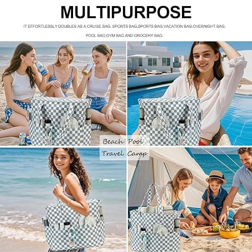 Bluboon Waterproof Beach Tote Pool Bags for Women Ladies Extra Large Carry On Bag With Wet Compartment for Weekender Travel thumbnail 5