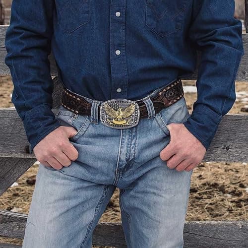Fibbadet Eagle Belt Buckle Men- American Flag Reindeer Elk Cowboy Belt Buckle Western Outfit Costume Accessories thumbnail 4