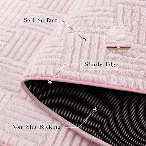 Flagover 4x6 Pink Washable Shag Area Rug for Girls Bedroom, Modern Geometric Non Slip Living Room Rugs, Fluffy Soft Thick Carpet for Kids Room, Dorm, Office, Bedside, Entryway and Home Decor thumbnail 4