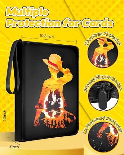 Lotadilo for 9 Pocket Card Binder Large Capacity for 900 Cards - Trading Card Collection Album Folder Double Sided Pocket with Zipper Anime Design for Men Boys Teens for Sports Cards Game Cards thumbnail 6