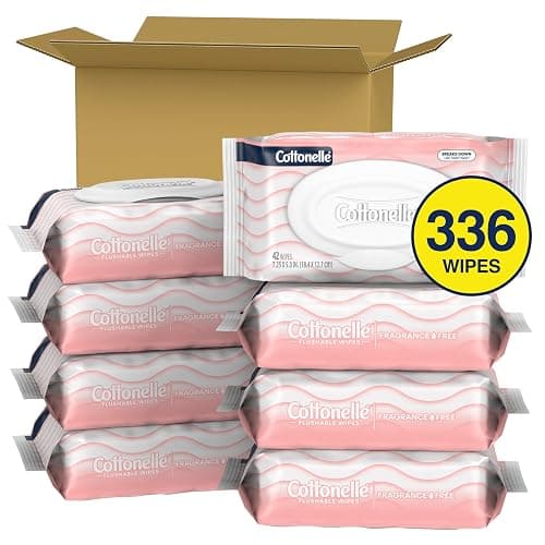 Cottonelle Fragrance Free Flushable Wet Wipes, Adult Wet Wipes, 8 Flip-Top Packs, 42 Wipes Per Pack thumbnail 2