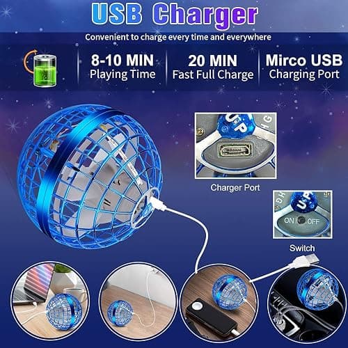 PRO STASH 2025 Upgraded Flying Orb Ball - Hover Drone Boomerang Ball for Kids & Adults, Fun Indoor/Outdoor Flying Experience for Gifts,Christmas Surprises for Boys and Girls (Blue) thumbnail 3
