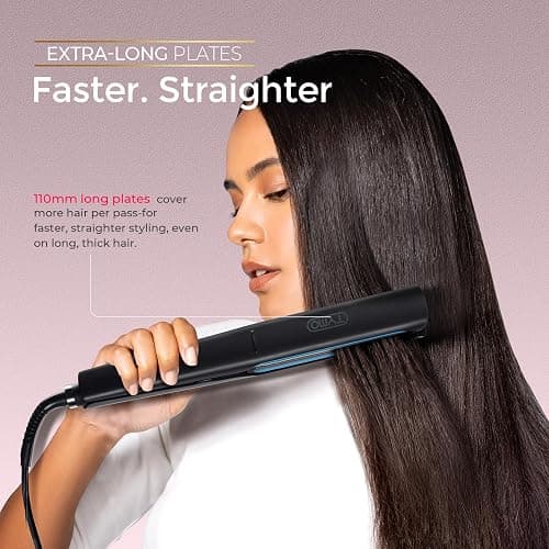 TYMO 2.0 Flat Iron Hair Straightener - Professional Long Ceramic Plate 2 in 1 Straightener & Curler for Fast Smooth Styling, Hair Straighteners for Women with Hollow Design to Boost Curls, 500M Ions thumbnail 2