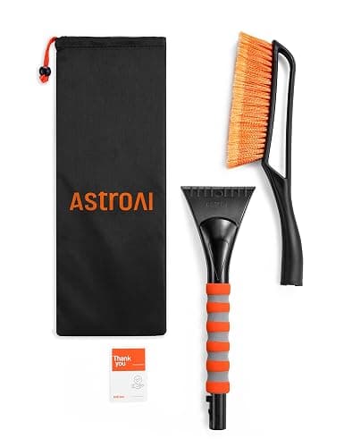 AstroAI 27" Snow Brush and Ice Scrapers for Car Windshield, Detachable Snow Removal with Ergonomic Foam Grip Accessories for Cars, Trucks, SUVs (Heavy Duty ABS, PVC Brush, Orange) thumbnail 8