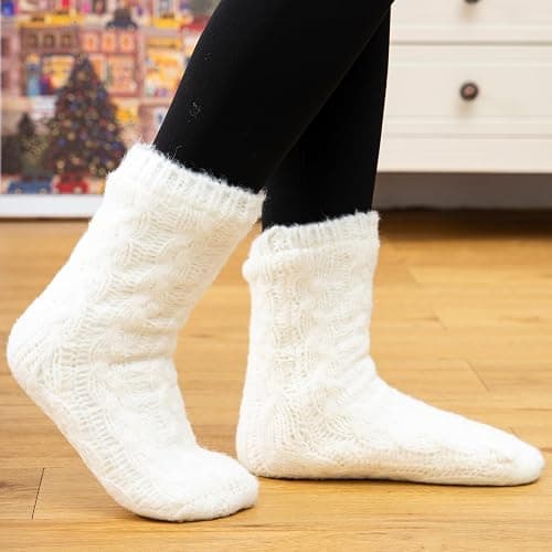 Gealaek Women Slipper Socks Winter Thick Fuzzy Warm Cozy Soft Sherpa Lined Socks Non Slip with Grippers thumbnail 2