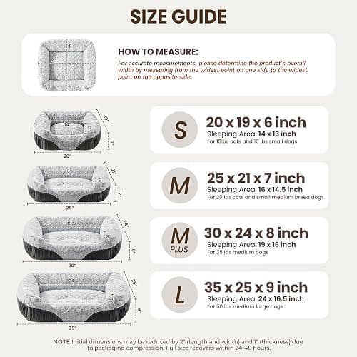Warmrest Cute Dog Bed for Small Medium Dogs,Washable Cat Beds, 20in | Rectangular furry Small dog bed for calm sleeping dog sofa, overall machine washable, Non-Slip Bottom, Grey, Up to 10Lb thumbnail 8