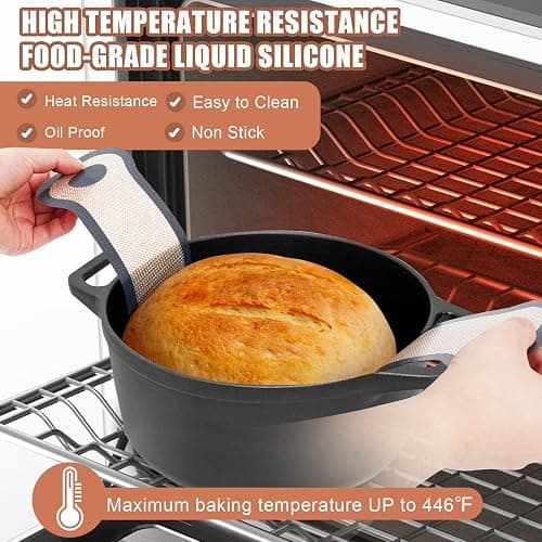 Gonsir Silicone Bread Sling, 2 Pcs Silicone Baking Sling with Longer Handles, Non-Stick & Easy Clean Dutch Oven Baking Mat to Transfer SourDough Easily, Reusable Bread Mat Set thumbnail 7
