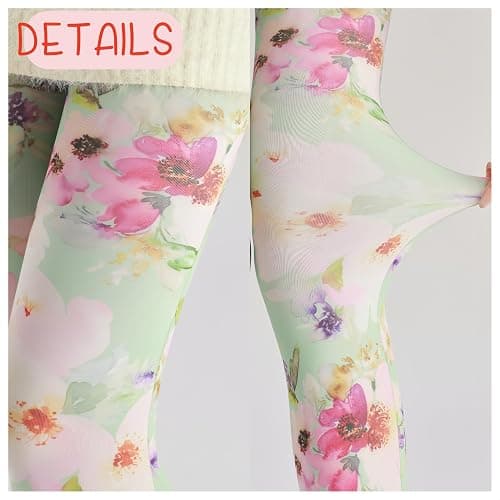 Sahabowi Women's Beautiful Flower Park Colorful Tights, Cartoon Strawberry Pantyhose with High Waistband Soft thumbnail 6