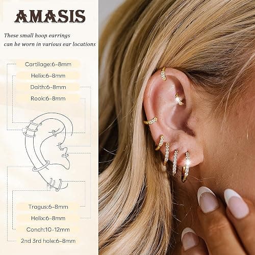 Small Hoop Earrings for Women Men,316L Surgical Steel Hinge Huggie Hoop Earrings fit Cartilage Helix Tragus Sung Conch 1st Lobe Hole Earlobe Lightweight Hypoallergenic Earrings thumbnail 2