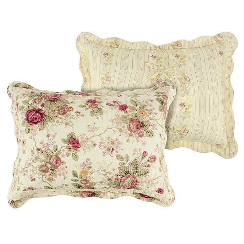 Greenland Home Antique Rose Jumbo Oversized 100% Cotton Bedding Set, Bedspread 110 W x 118 L with 2 Shams 20 W x 26 L Each, Queen (3 Piece), Ecru thumbnail 6
