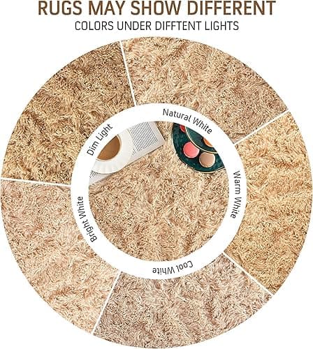 BENRON Soft Area Rugs for Living Room Bedroom Washable, Fluffy Rugs for Kids Children Girls Boys Room Decor, 3x5 Throw Rug for Nursery Kitchen Dining Table, Indoor Floor Carpets, Light Tan thumbnail 7