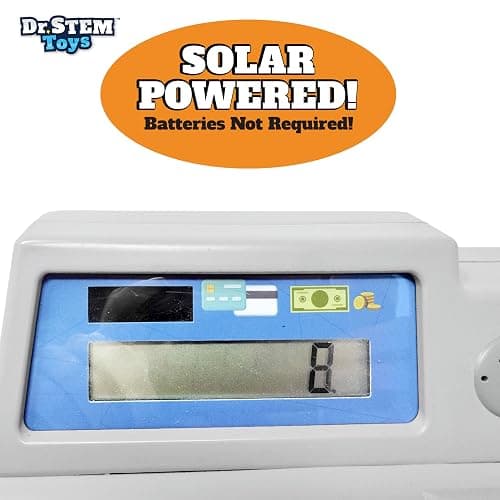 Dr. STEM Toys Solar Powered Calculator Pretend Cash Register with Play Money – 67-Piece Set for Learning Math Skills, STEM Cash Register for Kids (Gray) thumbnail 6