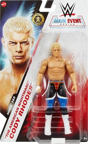 Mattel WWE Cody Rhodes “The American Nightmare” Action Figure, Main Event Series #153 6-inch Collectible with 10 Articulation Points & Life-Like Look thumbnail 2