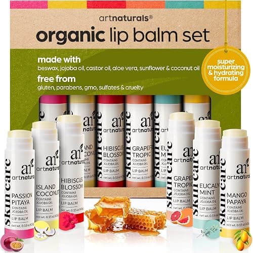 ArtNaturals Organic Beeswax Lip Balm Gift Set - Assorted Flavors with Aloe, Coconut & Jojoba Oils - Image 1