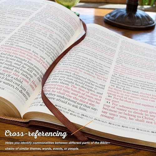 KJV Holy Bible, Super Giant Print Faux Leather Red Letter Edition - Thumb Index & Ribbon Marker, King James Version, Gray/Black (KJV Super Giant Print Editions) thumbnail 6