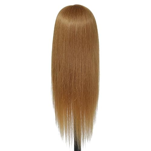 Cosmetology Mannequin Head with Hair 50% Human Straight Hair 26 inch Mannequin Head Doll Head with Hair Manikin Makeup Practice Head for Hair Styling thumbnail 5