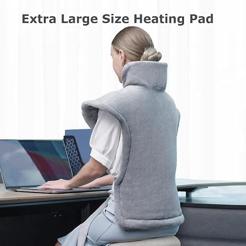 Heating Pad for Back Pain Relief, 24"x33" Weighted Heating Pad for Neck and Shoulder, Neck Heating Pad Fast-Heating with 6 Settings, Auto Shut-Off Full Body Heating Pad, Gifts for Women-Washable thumbnail 8