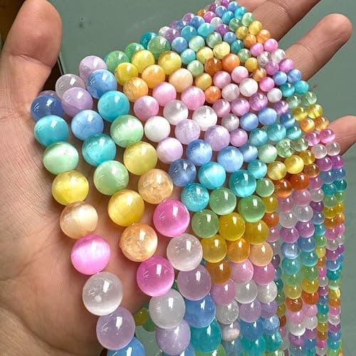60PCS 6MM Natural Stone Colorful Selenite Gypsum Beads Round Loose Beads for Jewelry Making DIY Bracelet Necklace Accessories 15" Energy Healing Power Stone Beads thumbnail 3