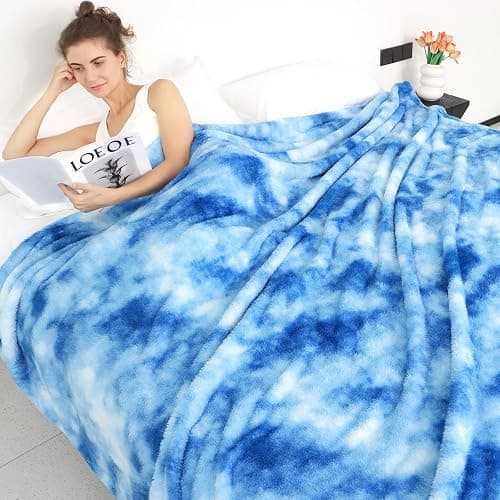 Blue Fleece Blanket, Soft Plush Microfiber Throw for Couch, Sofa, Bed, Luxury Cozy Warm Lightweight Blanket, Living Room Bedroom Home Decor, Travel Camping Gifts for Women and Men thumbnail 4
