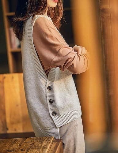 HangNiFang Women's Round Neck Sleeveless Pullover Ribbed Knit Sweater Vest Top thumbnail 2