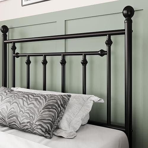 Allewie 14'' Twin Size Metal Platform Bed Frame, Vintage Headboard, Black | 45'' Tall Victorian Headboard/Footboard/Mattress Foundation/Under Bed Storage/No Box Spring Needed/Easy Assembly/Noise Free thumbnail 5