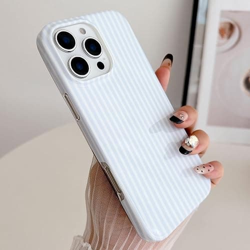 HYUEKOKO Striped Phone Case for iPhone 14 Pro, Fashion Retro Stripe Pattern Aesthetic Cover, Soft TPU Slim Shockproof Case for Girls Women-Blue thumbnail 2