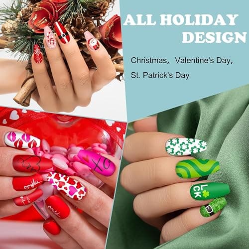 Whaline 6 Pcs All Holiday Nail Art Plates | Christmas Valentines Fall Winter St. Patrick’s Day Patriotic Theme, Stamp Template, DIY Print Manicure Salon Design thumbnail 7