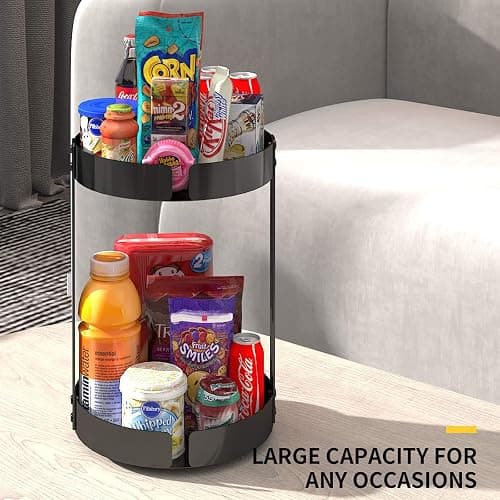 CASUN Lazy Susans Organizer 2 Tier Metal Steel, Turntable Organizer, Rotating Spice Racks for Pantry Cabinet Cupboard Table, Black(2-Tier) thumbnail 6