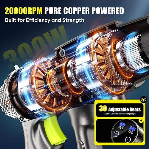 YKYI Cordless Pressure Washer, 1200 PSI Portable Handheld Power Washer | 30 Pressure Levels, Brushless Motor, 4000mAh Battery, 24FT Hose & 6-in-1 Nozzle for Car Wash, Driveway, Garden, Patio & Fence thumbnail 4