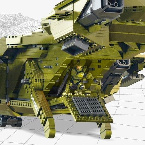 MEGA Halo Toy Building Sets, Pelican Inbound Vehicle with 2024 Pieces, 3 Micro Action Figures and Accessories, for Collectors thumbnail 11