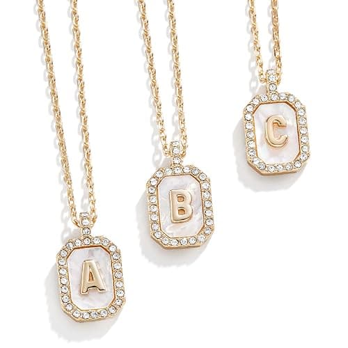 BaubleBar Initial Necklace - Dainty Gold-Plated Personalized Letter Pendant Necklace, Small Dog Tag Style Design thumbnail 3