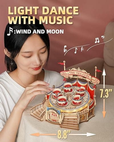 ROKR 3D Wooden Puzzles for Adults-LED Wooden Music Box Kits-Wood Model Kits to Build-3D Puzzles for Teens and Adults-Christmas STEM Toy Gifts thumbnail 2